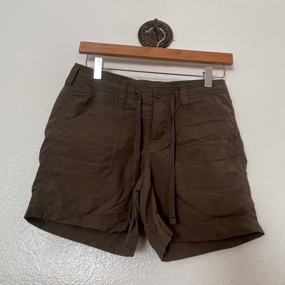 The North Face Brown Ripstop Hiking Shorts Women 2 Drawstring Stow Pocket
